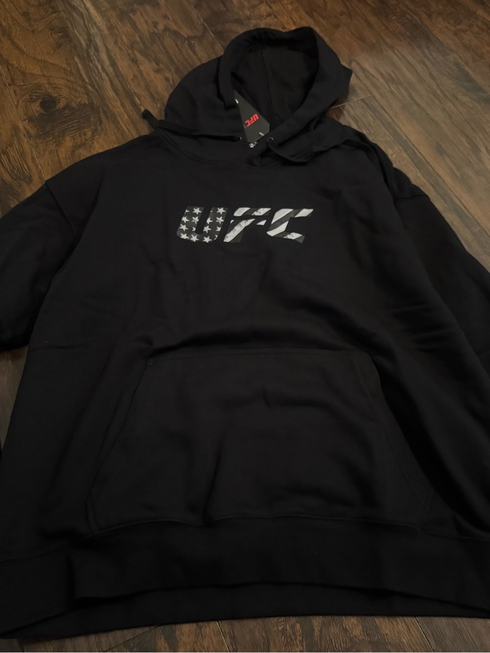 UFC Black Hoodie with Subtle Flag Logo